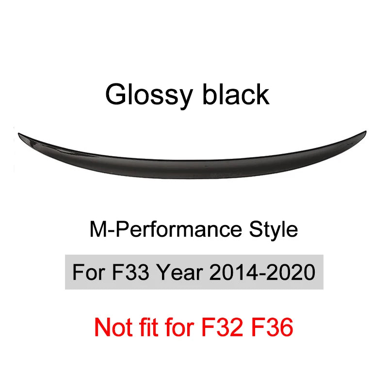 For BMW 4 Series F32 F33 F36 2014-2020 Carbon Fiber Rear Bumper Lip Trunk Spoiler  MP M4 PSM Style Wing Tail Kit Gloss Black