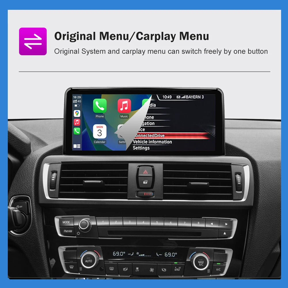 AUTOTOP 10.25" Linux Screen Wireless Carplay for BMW F30 F31 F32 F33 F34 F35 F20 F21 F22 NBT Retrofit Android Auto Multimedia BT