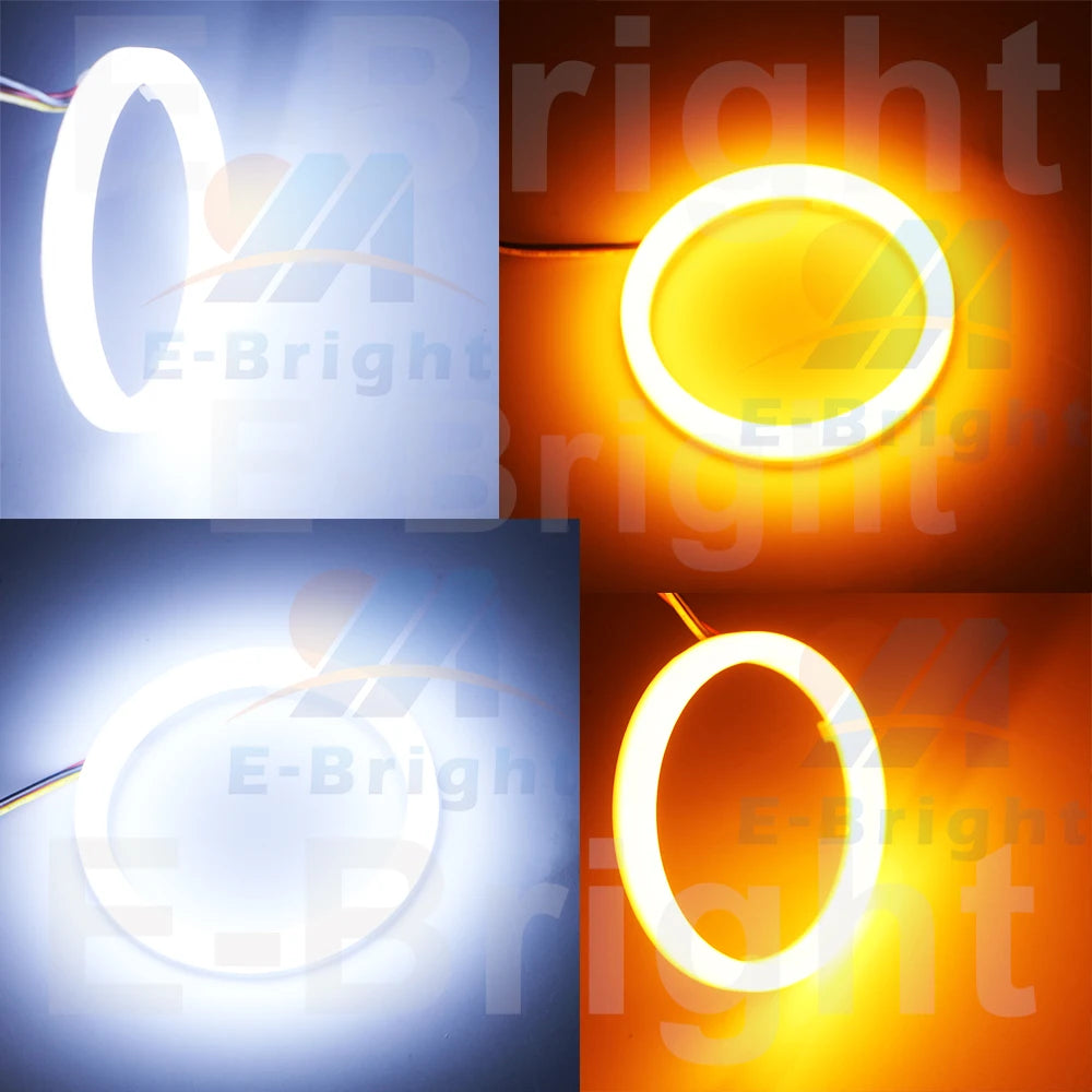 2PCS 24V 12V Angel Eyes Halo Rings 4014 LED Cars Headlight DRL Driving Light White Amber 60 70 80MM 90MM 95MM 100MM 110MM 120MM