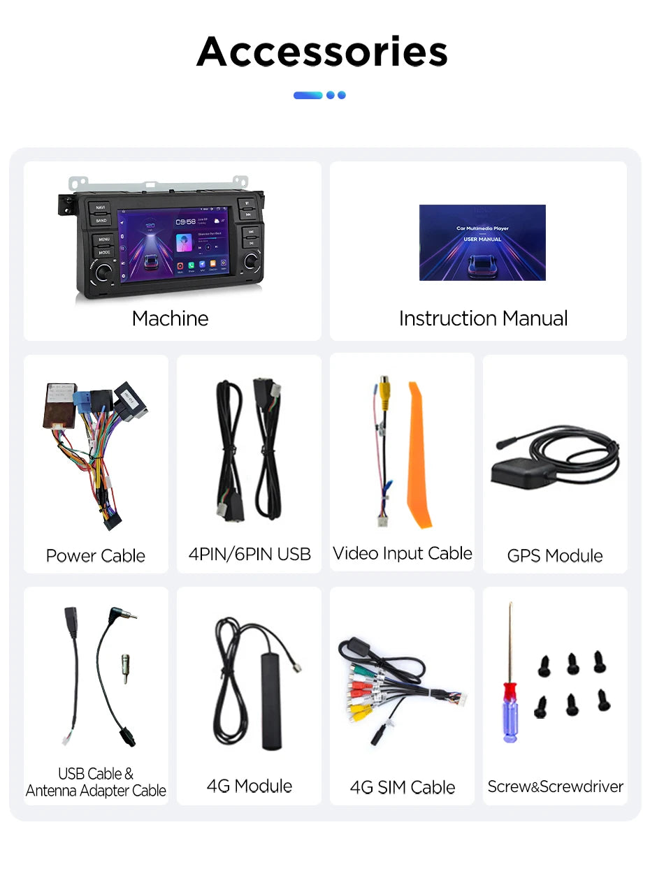 Junsun 7" Wireless CarPlay Android Auto Car Radio for BMW E46 M3 318 320 325 330 335 Multimedia Wireless Apple CarPlay Smart Intelligent Systems IPS Touch Screen Stereo Video Player 2 Din Autoradio Head Unit Navigation BT GPS