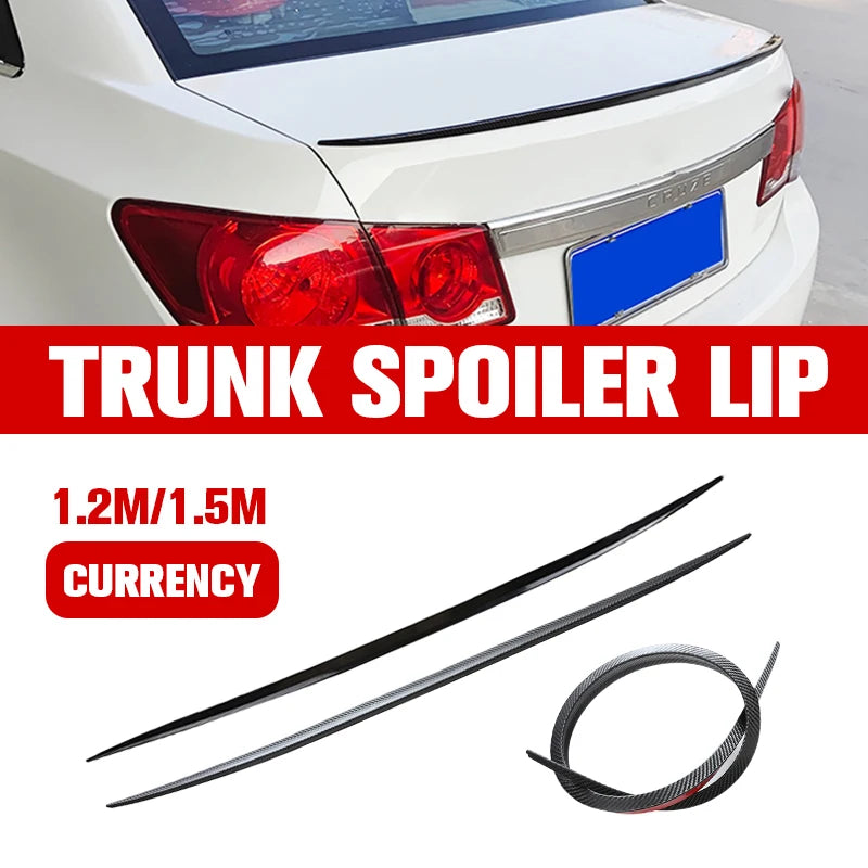 Universal Soft Car Spoiler Sticker Trim Trunk Wing 1.2/1.5m Black Bonnet Hatch Gate Lightweight Lip PU Roof Flexible New