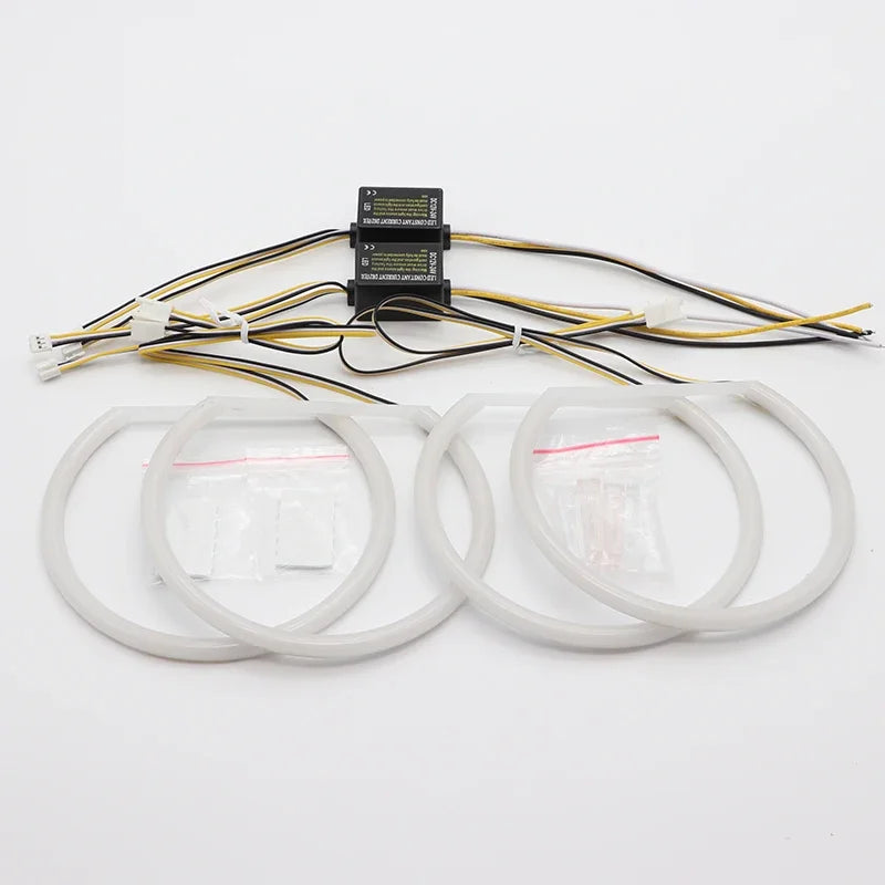 For BMW 5 Series E39 525i 528i 530i 540i White Yellow Dual and White Cotton LED Angel Eyes Kit  Ring DRL Turn Signal Light