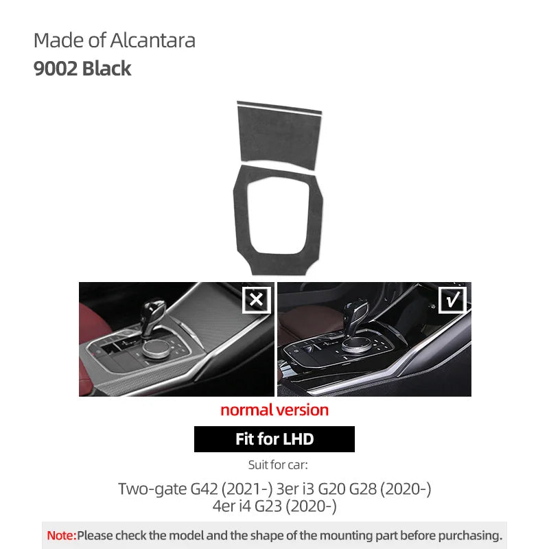 For BMW G20 G28 G23 Serie 3 4 Made of Alcantara Center Console Gear Shift Knob Panel Cover Trim Sticker Car Interior Accessories