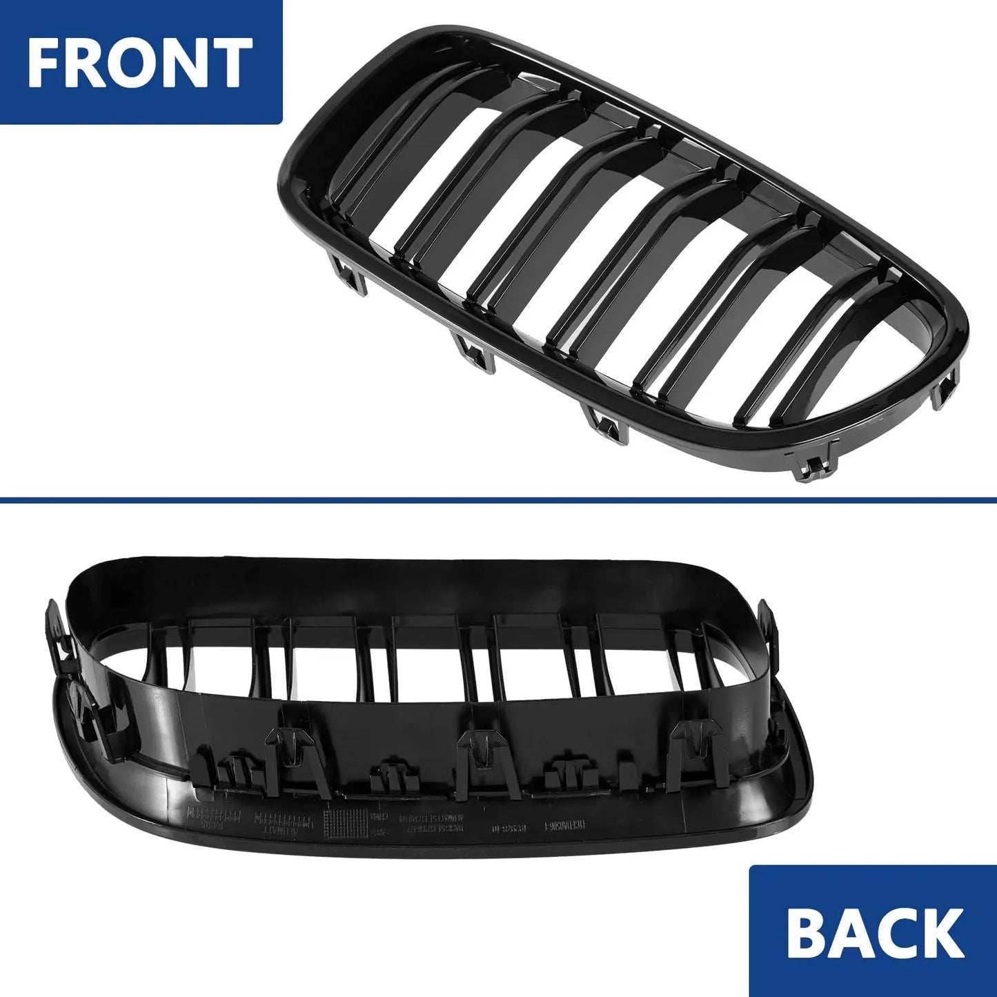F10 Glossy Black Front Kidney Double Slat Grill Grille For BMW 5 Series F10 F11 F18 2010-2017 Dual Line Racing Grills