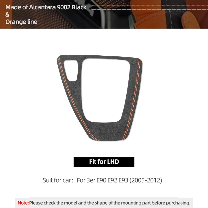 For BMW Series 3 E90 E92 E93 2005-2012 Car Interior Gear Shifter Panel Trims Stickers Made of Alcantara Performance Accessories