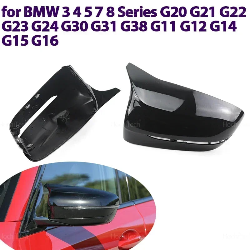 For BMW 3 4 5 6 7 8 series G20 G22 G30 G38 G11 G15 G16 Car Rearview Mirror Cover Side Wing Protect Frame Covers Bright Black