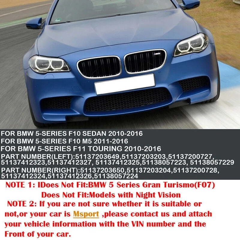 For BMW 5 Series F10 F11 M5 2010-2016 Car Styling Double Line Grille Kidney ABS Front Hood Racing Grill Black Auto Accessories