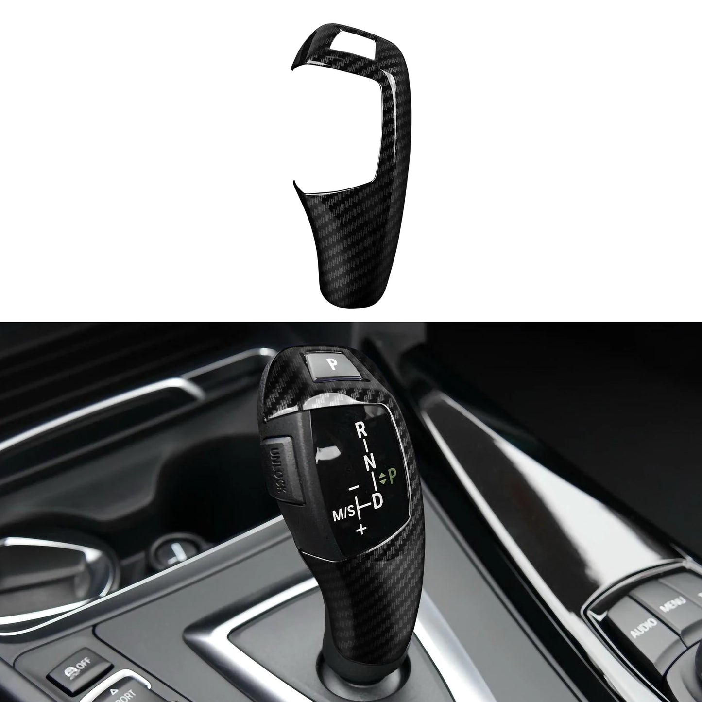 Car Center Console Dashboard Gear Shifter Panel For BMW F30 F31 F34 3GT F32 F33 F36 Trim Accessories, Carbon Fiber ABS Sticker