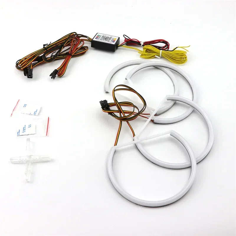 For BMW 3 5 7 Series E46 E39 E38 Colorful RGBW Cotton LED Angel Eyes Revolving Dynamic Light Sequential Flowing with Turn Signal