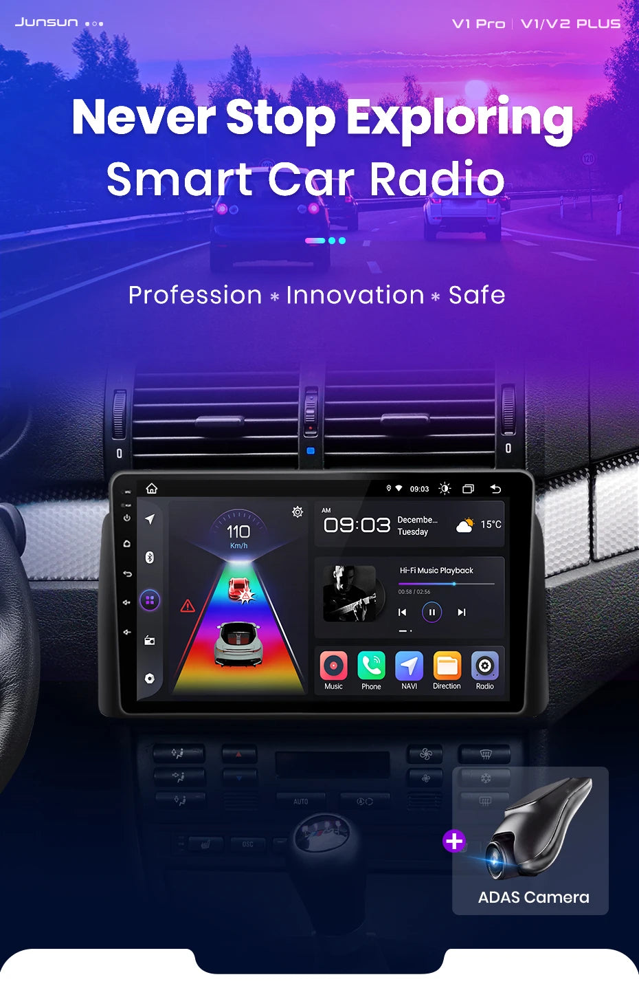 Junsun Wireless CarPlay Android Auto Car Radio For BMW M3 E46 1998-2006 GPS Multimedia 2 din Intelligent Systems Stereo