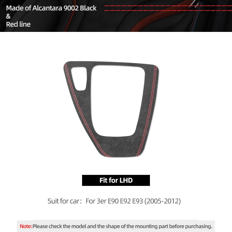 For BMW Series 3 E90 E92 E93 2005-2012 Car Interior Gear Shifter Panel Trims Stickers Made of Alcantara Performance Accessories