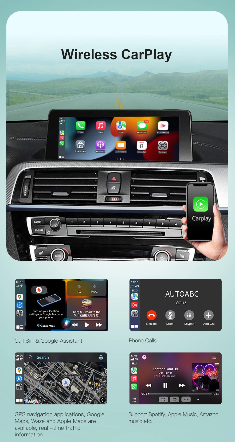 AUTOABC Wireless CarPlay for BMW EVO X5 F15 F85 X6 F16 F86 G01 2017-2019 with Android Mirror Link AirPlay Carplay Support Touch