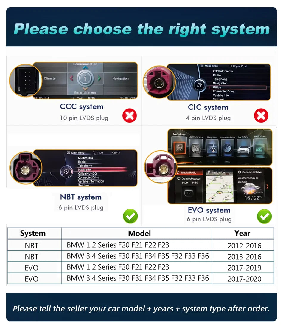 Wireless Carplay Android 14 For BMW F20 F30 F21 F22 F31 F32 F33 F34 F36 NBT EVO Multimedia Player Auto Radio Screen GPS