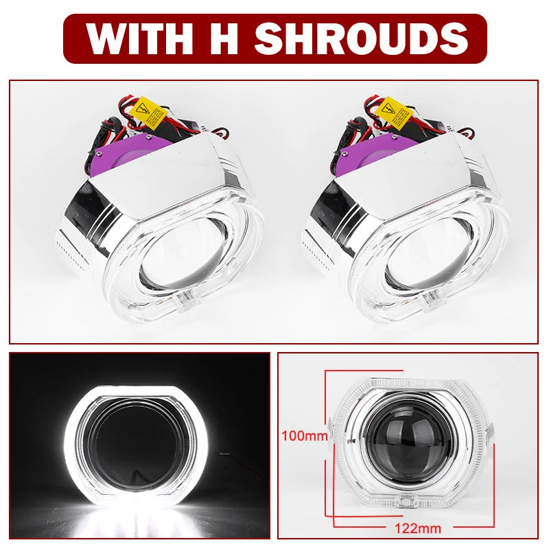 12+6pc Chips 3.0 Inch Bi Led Projector Lens Halo Lights H4 H7 9005 9006 Car Headlights Hella 3R G5 Angel Eyes High Low Beam LED