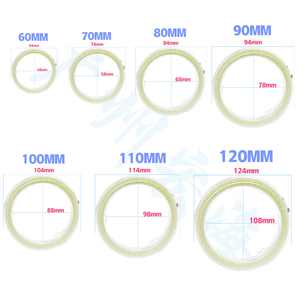 2PC 12-24V COB Led Halo Ring Angel Eyes for Car Motorcycle Circular Led Light Ring 70mm 80mm 90mm Daytime Running Headlight Buld