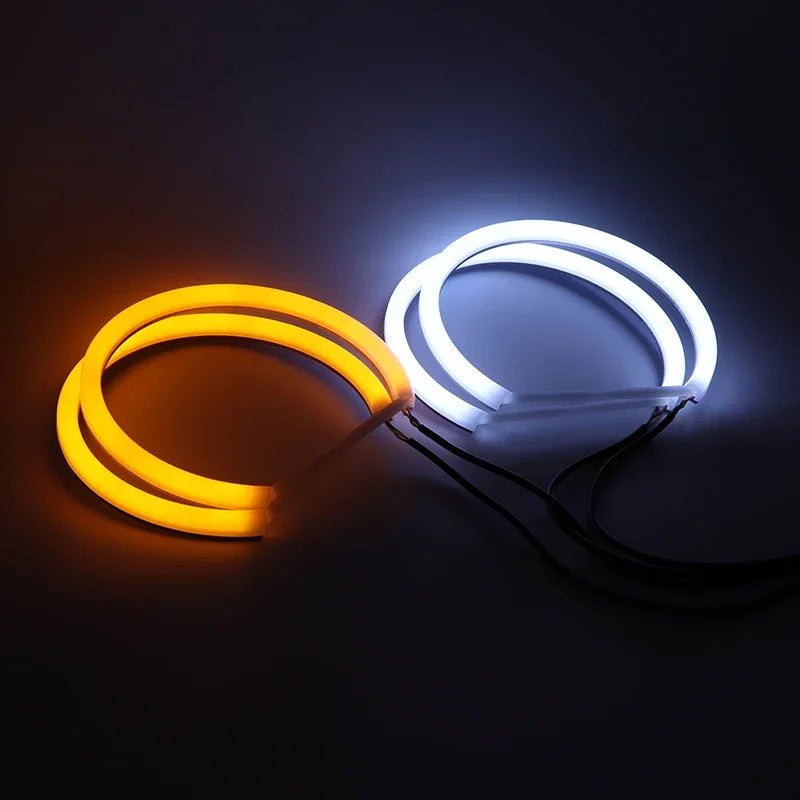 For BMW 5 Series E39 525i 528i 530i 540i White Yellow Dual and White Cotton LED Angel Eyes Kit  Ring DRL Turn Signal Light