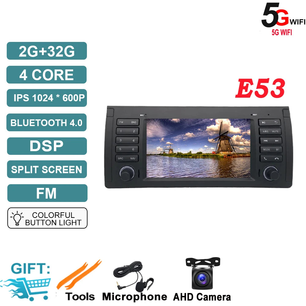 Android OS Auto Radio GPS Navigation for BMW X5 E53 5 Series E39 M5 1996-2007 DSP Car Multimedia Player Stereo WIFI Cooling Fan