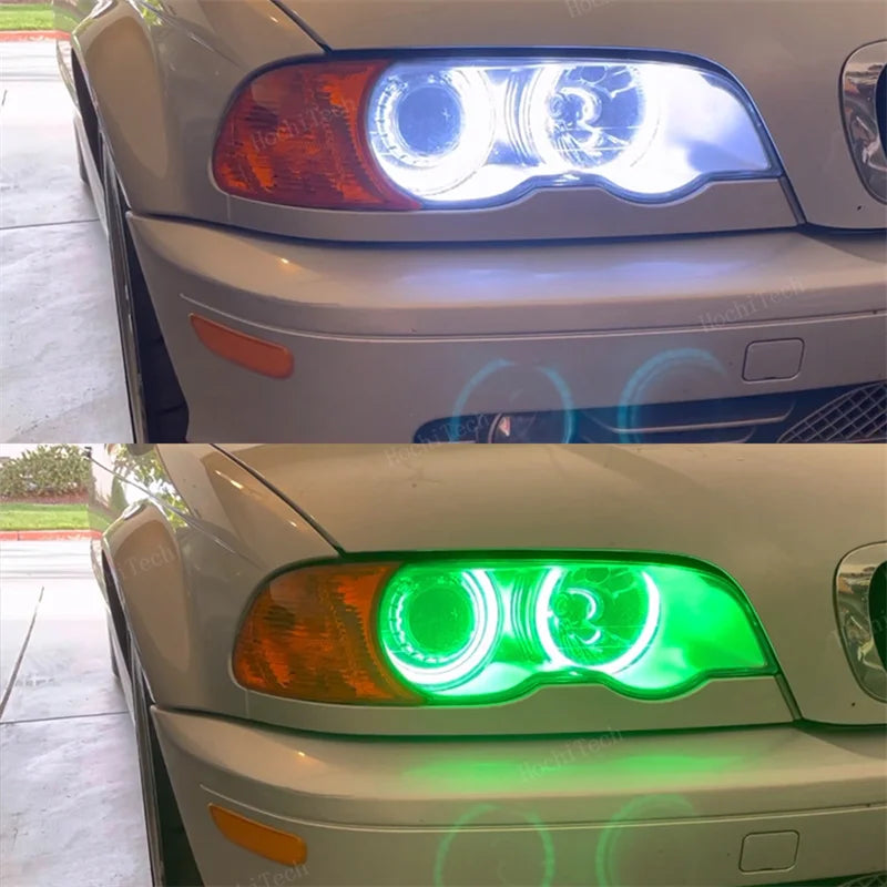 For BMW 3 5 7 Series E46 E39 E38 Colorful RGBW Cotton LED Angel Eyes Revolving Dynamic Light Sequential Flowing with Turn Signal
