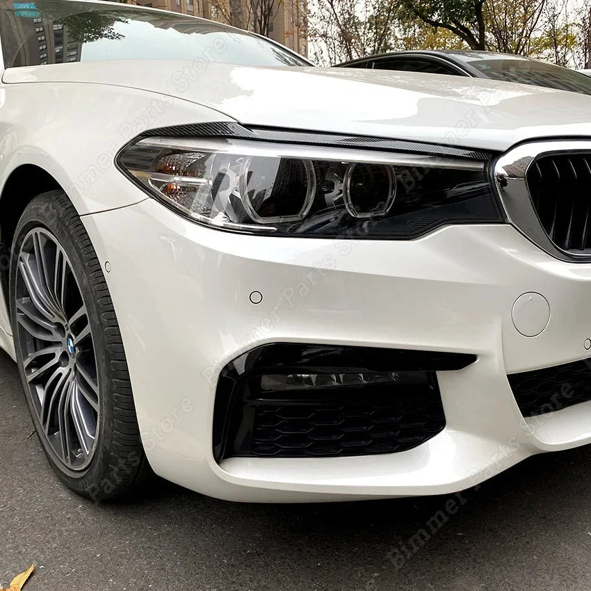 Car Front Headlight Eyelid Eyebrow For BMW 5 Series G30 G31 G38 F90 M5 525i 530i 540i 2017-2021 Headlamp Cover Trims 3D Stickers