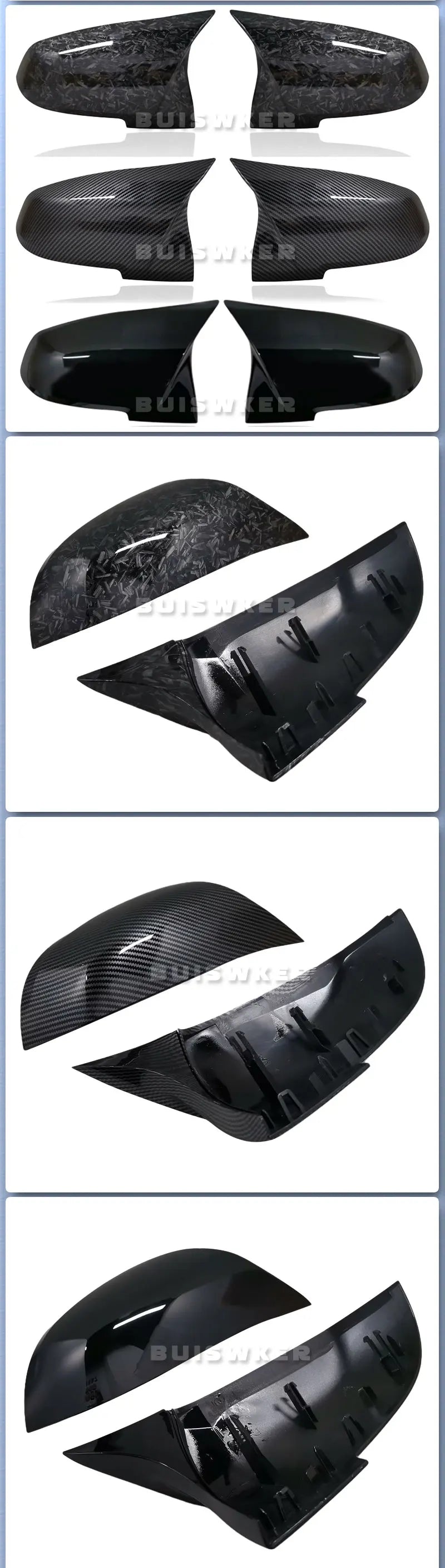 1Pair Side Rearview Wing Mirror Cover Caps For BMW 1 2 3 4 Series F20 F30 F31 F32 F34 F36 E84 2014 -2019 ABS Gloss Black