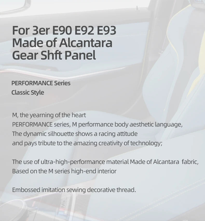 For BMW Series 3 E90 E92 E93 2005-2012 Car Interior Gear Shifter Panel Trims Stickers Made of Alcantara Performance Accessories