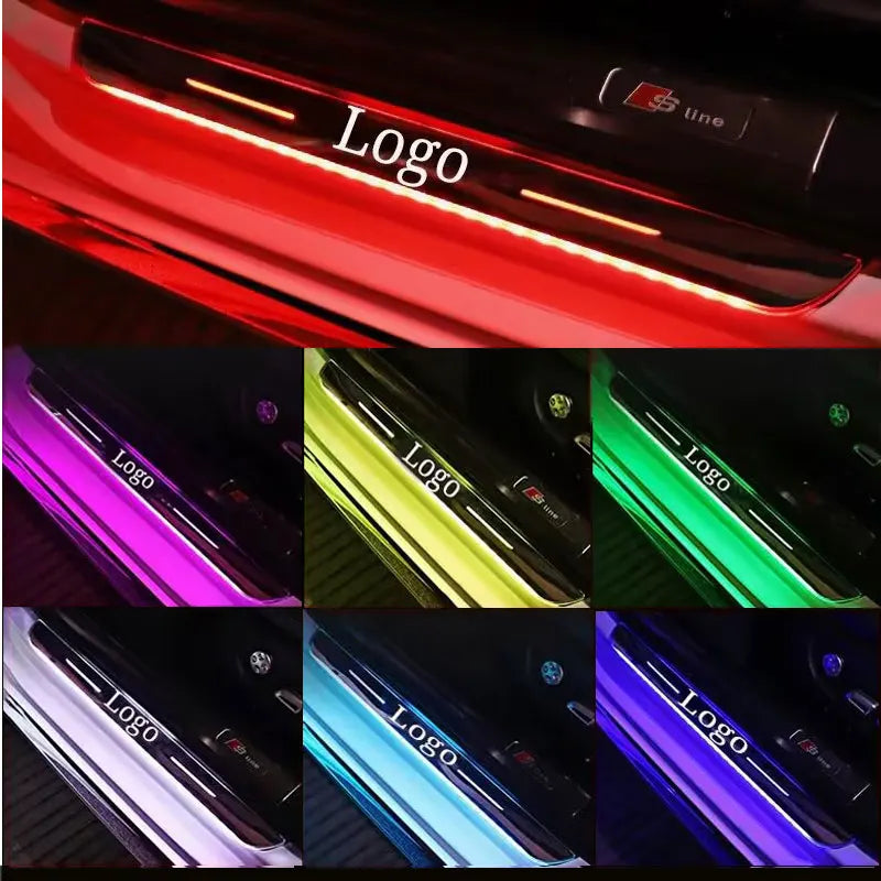 Customized Magnetic Car Door Sill Pedal Illuminated Lights Logo Infrared Sensor USB Charging Auto Scuff LED Threshold Plate Lamp