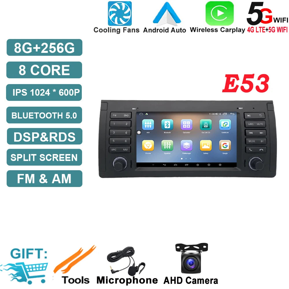 Android OS Auto Radio GPS Navigation for BMW X5 E53 5 Series E39 M5 1996-2007 DSP Car Multimedia Player Stereo WIFI Cooling Fan