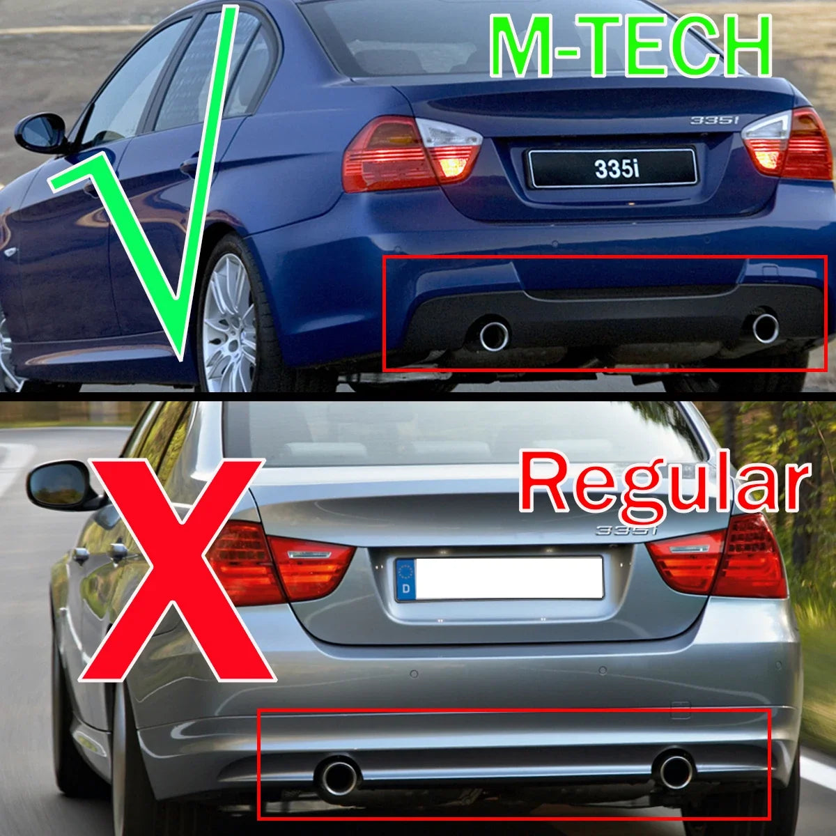Performance Style for 2005-2013 BMW 3 Series 325i 335i E90 E91 M Sport Rear Bumper Diffuser Lip 2005-2013 Glossy Black Tuning