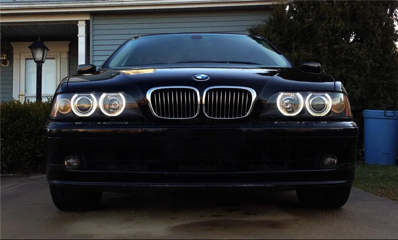 For BMW 5 Series E39 525i 528i 530i 540i White Yellow Dual and White Cotton LED Angel Eyes Kit  Ring DRL Turn Signal Light