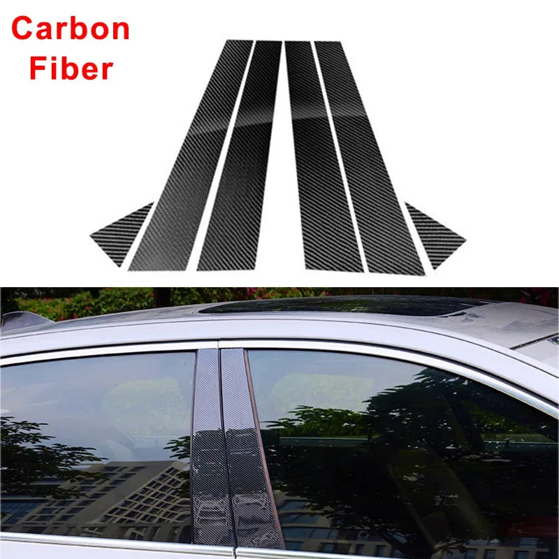 Car Door Window Pillars B-pillar Post Trim Stickers For BMW F30 E46 E90 G20 318i 325i 320i 328i Glossy Carbon Fiber Wrap Films