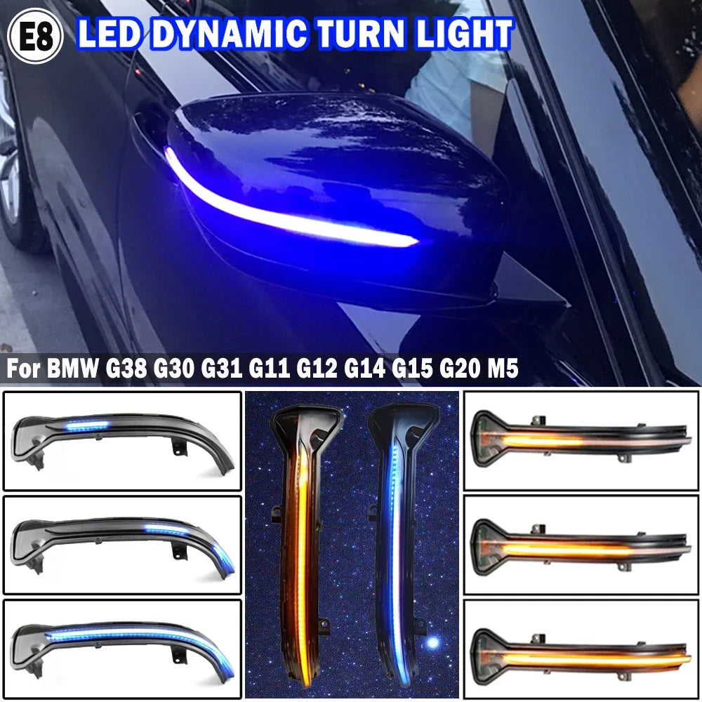 LED Dynamic Turn Signal Light For BMW 5 6 7 8 3 Series G38 G30 G31 G11 G20 M5 Side Mirror Flashing Light Repeater Blinker