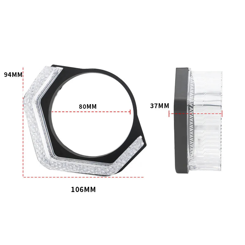 3 Inch 5D RGB LED Angel Eyes Halo Rings Rectangular DRL Covers With Turn Signal Light App Control Halo Covers For Car Headlight