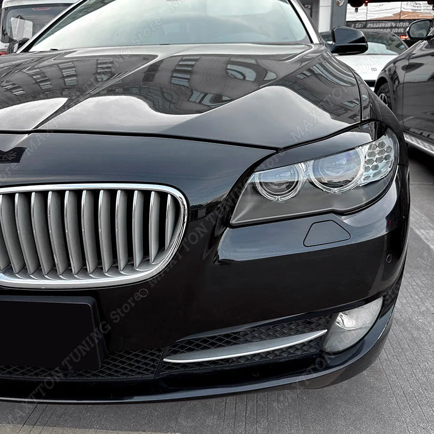 For BMW 5 Series F10 F11 2011-2014 Car Eyelid Front Headlight Eyebrow Cover Eye Lid Trim Sticker Gloss Black ABS Car Accessories