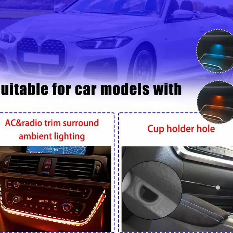 For BMW 3Series F30 F31 F34 M3 4Series F32 F33 F36 M4 LCI LED Center Console Cup Holder Light Ambient Lighting Orange/Ice Blue