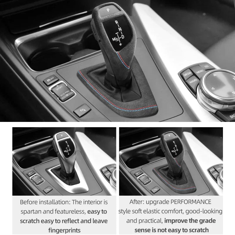 Betterhumz Car Gear Shift Knob Cover Trim for BMW F20 F30 F10 F31 F32 F36 F34 F22 X3 X4 X5 X6 Suede Panel Interior Accessories