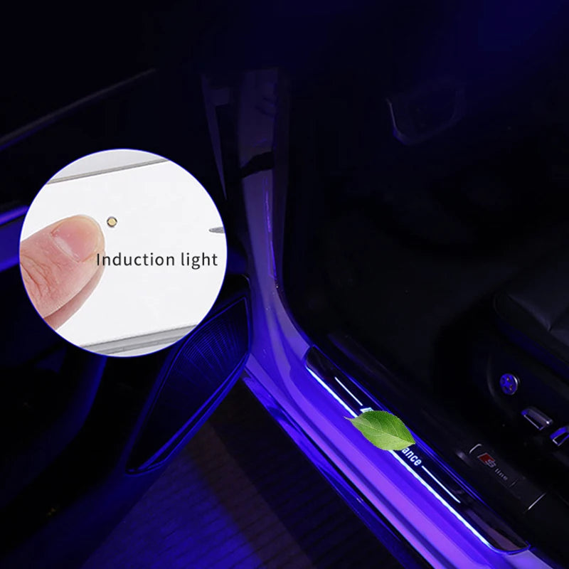Customized Magnetic Car Door Sill Pedal Illuminated Lights Logo Infrared Sensor USB Charging Auto Scuff LED Threshold Plate Lamp