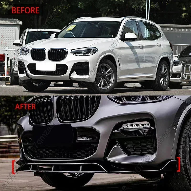 4Pcs Car Front Bumper Splitter Lip Diffuser Spoiler Black For BMW X3 G01 & X4 G02 M40i M40d M-Pack M-Sport 2017-2021 Guard Cover