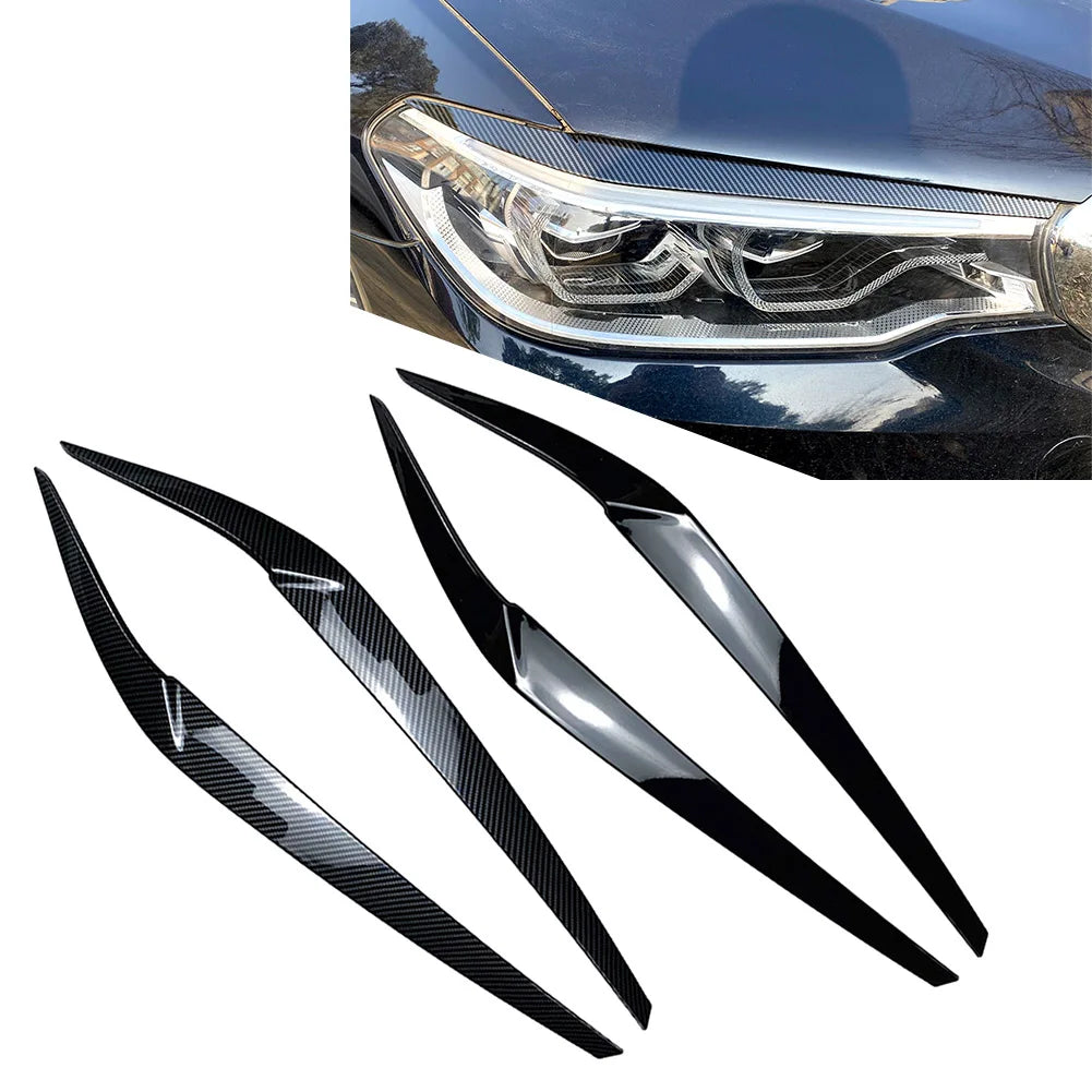Car Front Headlight Eyebrow Eyelid Cover Trim For BMW 5 Series G30 G31 G38 F90 M5 525I 530I 540I 2017 2018 2019 2020 2021