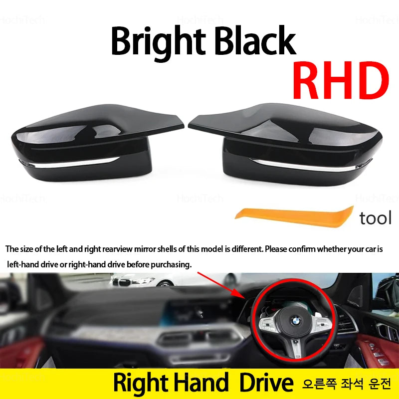 For BMW 3 4 5 7 8 Series G20 G21 G30 G38 G22 G23 G11 G12 G15 G16 Carbon Fiber Glossy Black Replacement Side Mirror Covers Cap