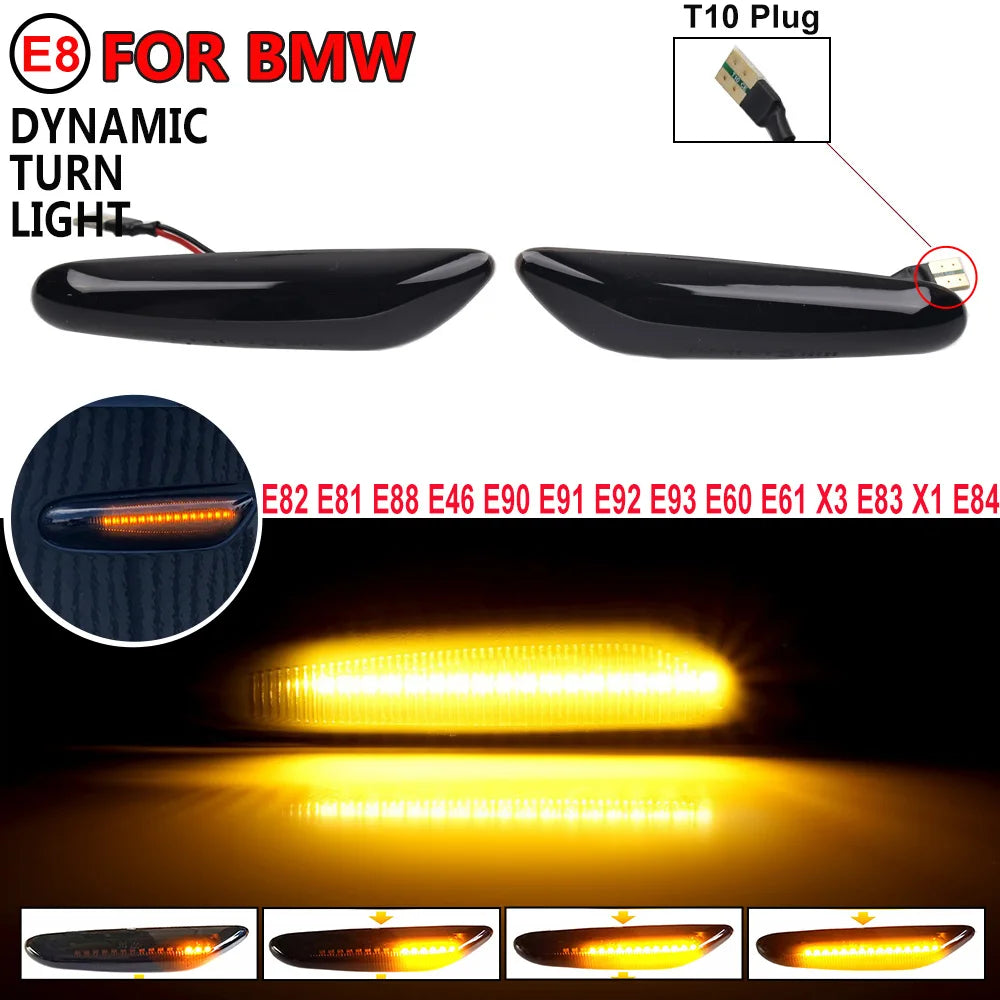 2x Dynamic LED Fender Light Side Marker For BMW 1 3 5 serie E46 E60 E61 E81 E82 E87 E88 E90 E91 E92 E93 X1 E84 X3 E83 X5 E53
