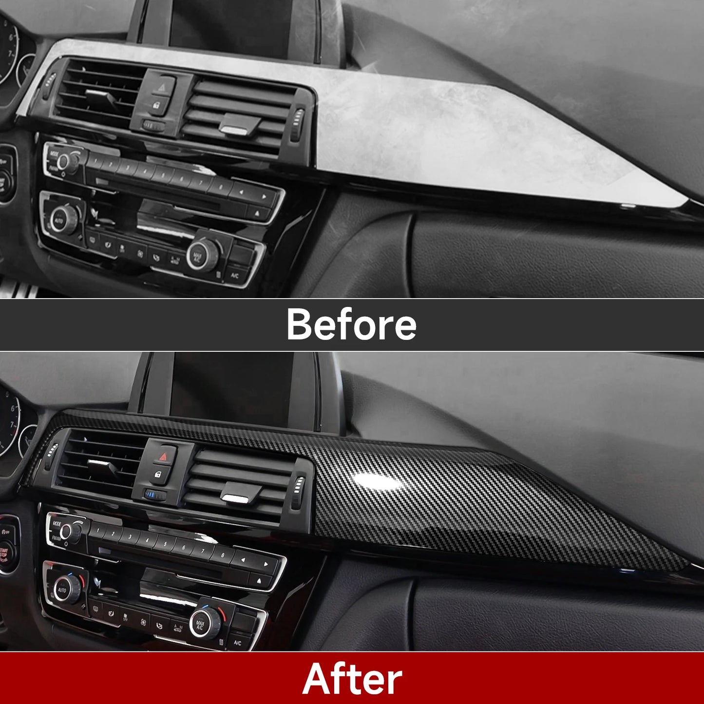 For BMW F30 F31 F34 3GT F32 F33 F36 (2012-2020) Center Console Dashboard Panel Cover Trim Accessories, Carbon Fiber ABS Sticker