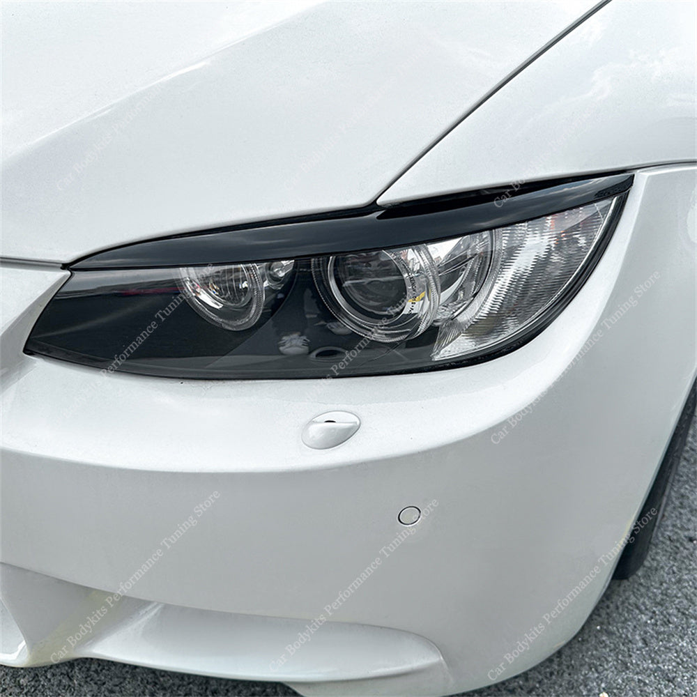 For BMW E92 E93 2Pcs ABS Gloss Headlight Evil Eyebrows Eyelids 3 Series 325i 330i 330d 335i 335d Pre-LCI 3D Stickers Tuning