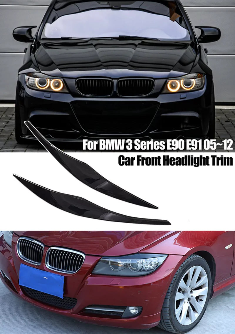 For BMW Accessories 3 Series E90 Sedan E91 Touring 2005-2011 Bodykit Car Front Headlight Eyebrow Eyelid Trim