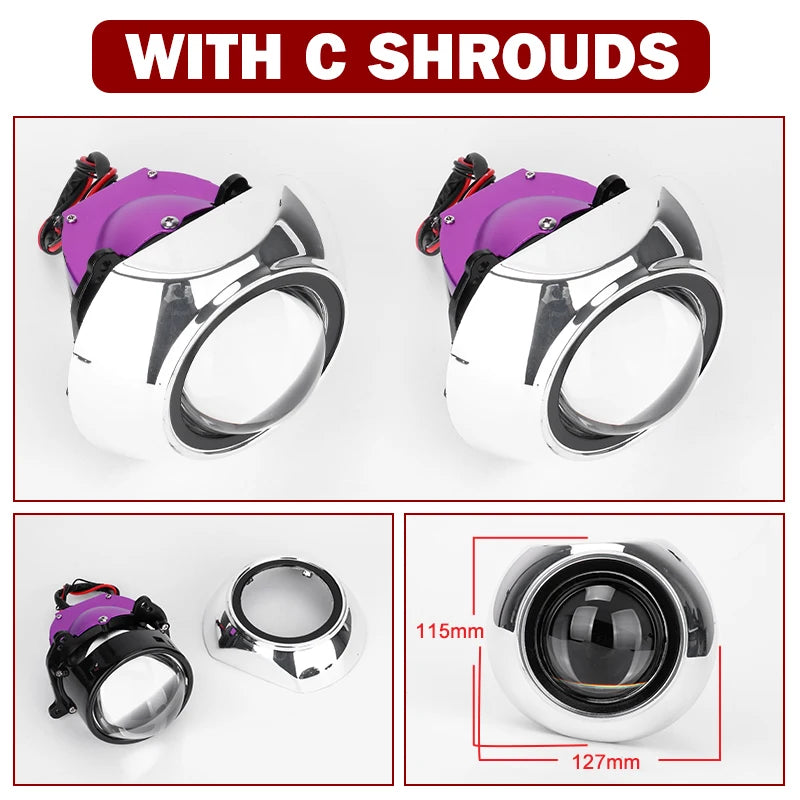 12+6pc Chips 3.0 Inch Bi Led Projector Lens Halo Lights H4 H7 9005 9006 Car Headlights Hella 3R G5 Angel Eyes High Low Beam LED