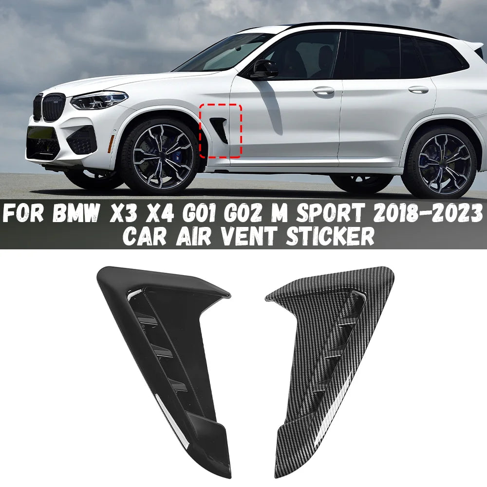 Car Side Fender Spoiler Wind Knife Side Gills Air Vent Decorative Side Wing Stickers For BMW X3 X4 G01 G02 M Sport 2018-2023+