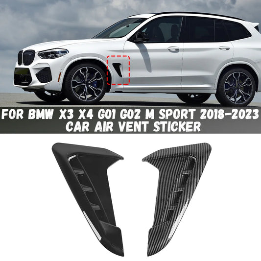 Car Side Fender Spoiler Wind Knife Side Gills Air Vent Decorative Side Wing Stickers For BMW X3 X4 G01 G02 M Sport 2018-2023+