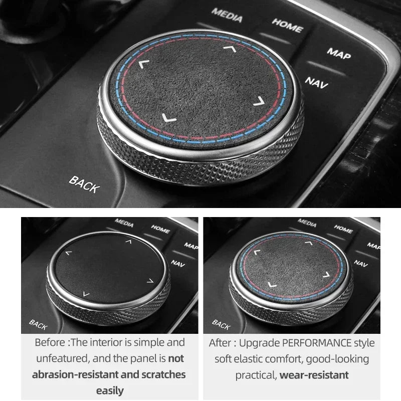 Made of Alcantara For BMW G20 F20 F30 F10 F31 F32 F34 F36 Series 1 2 7 X3 X4 X5 X6 i3 iX3 Z4 Car Multimedia Knob Trim Sticker