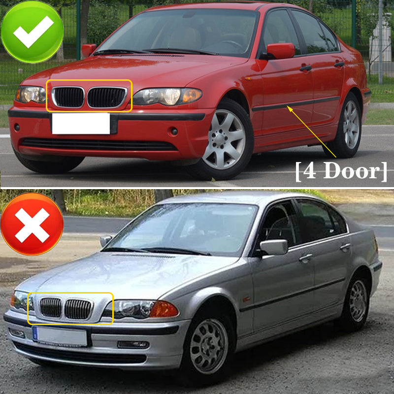 Car Front Kidney Grill Gloss Black Grille Double Slat Hood Racing Grills for BMW 3 Series E46 4 Door 2002-2005 Auto Replacement