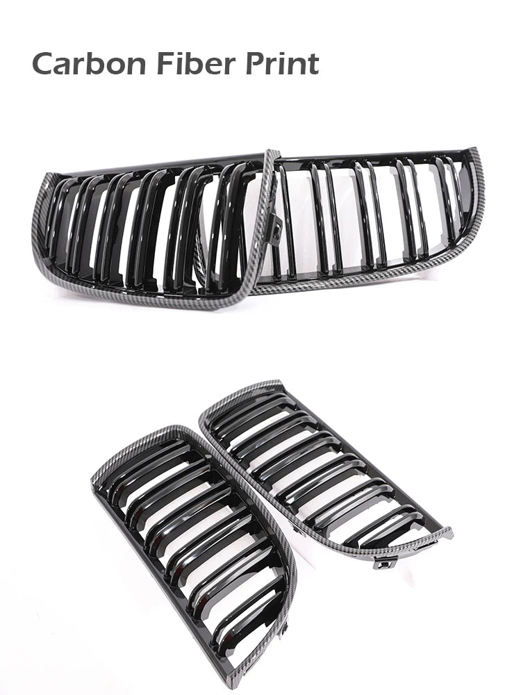 Kidney Front Grill Carbon Fiber M Color Chrome Gloss Matte Black Grille For BMW 3 Series E90 E91 Pre-Facelift 2005-2008 320i 330