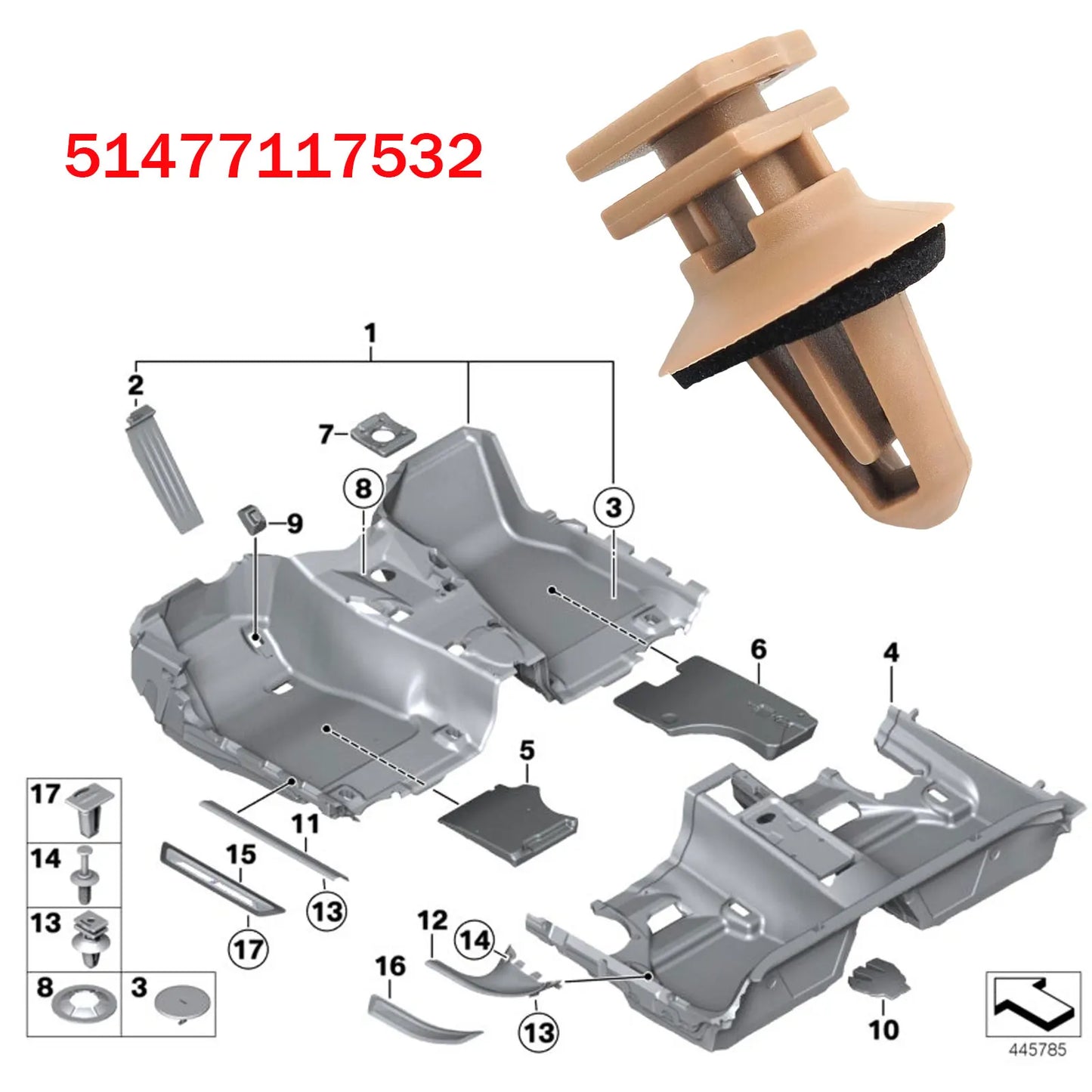 Sill Door Entrance Trims Clips 10mm Interior Clip Fasteners 51477117532 for BMW 1 2 3 4 5 6 Series E90 E60 E61 F30 F31 F80